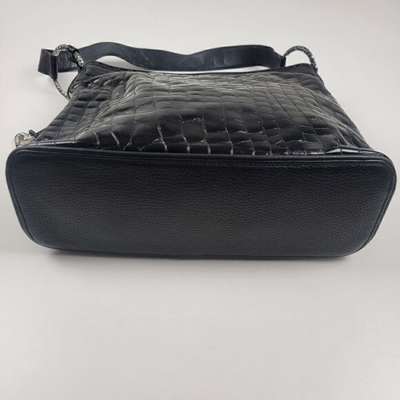 Brighton Patent Leather Shoulder Bag Purse Tote Zip - Picture 3 of 14